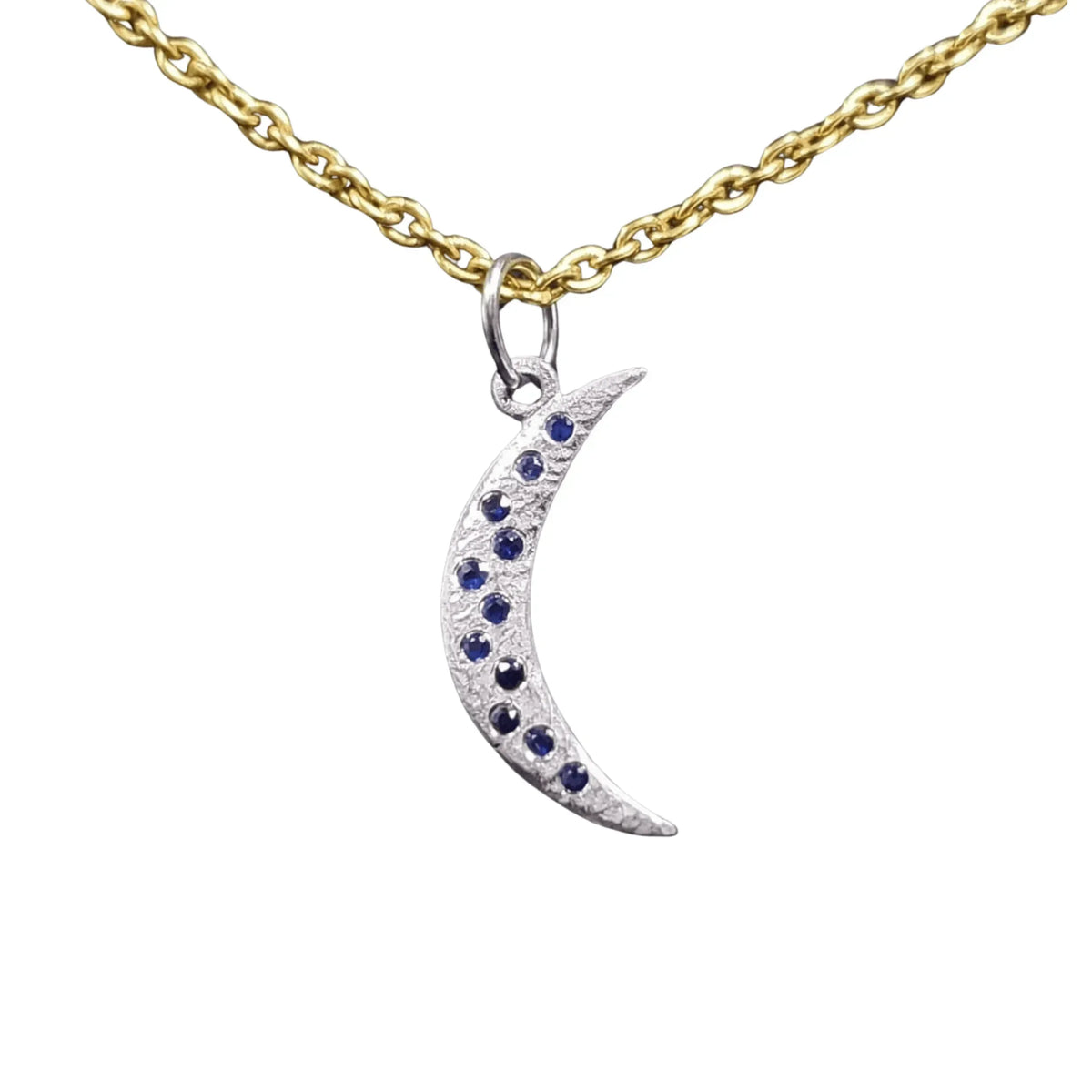 14k White Gold Blue Sapphire Moon Pendant - K Jewelry Accessories
