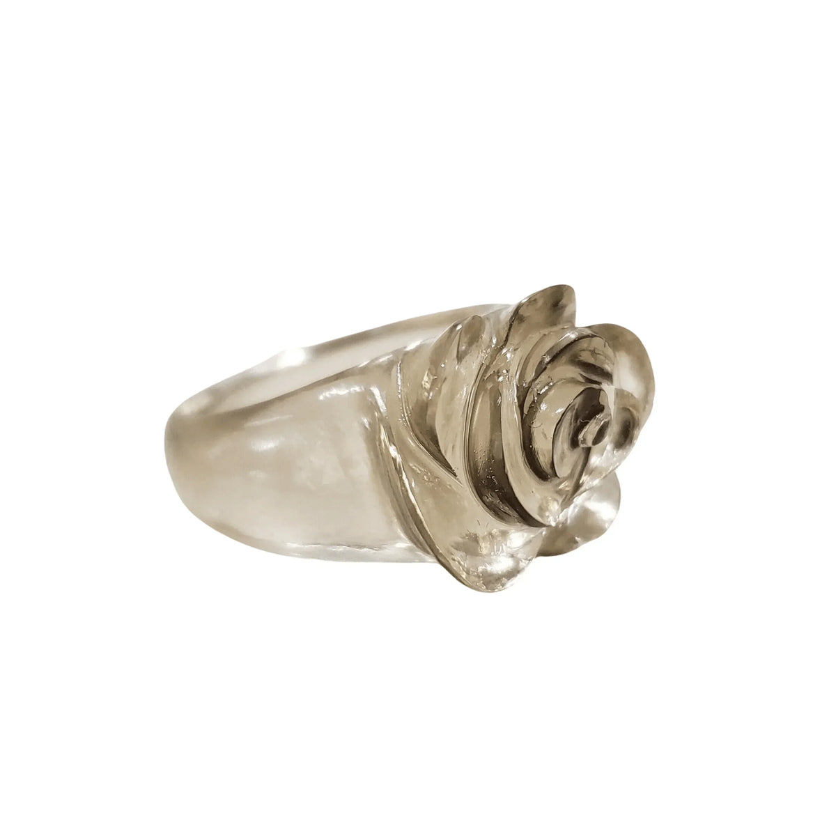 Natural Flower Carving Smoky Quartz Ring - K Jewelry Accessories