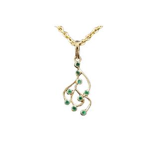 18k Gold Zambian Emerald Asymmetrical Pendant - K Jewelry Accessories