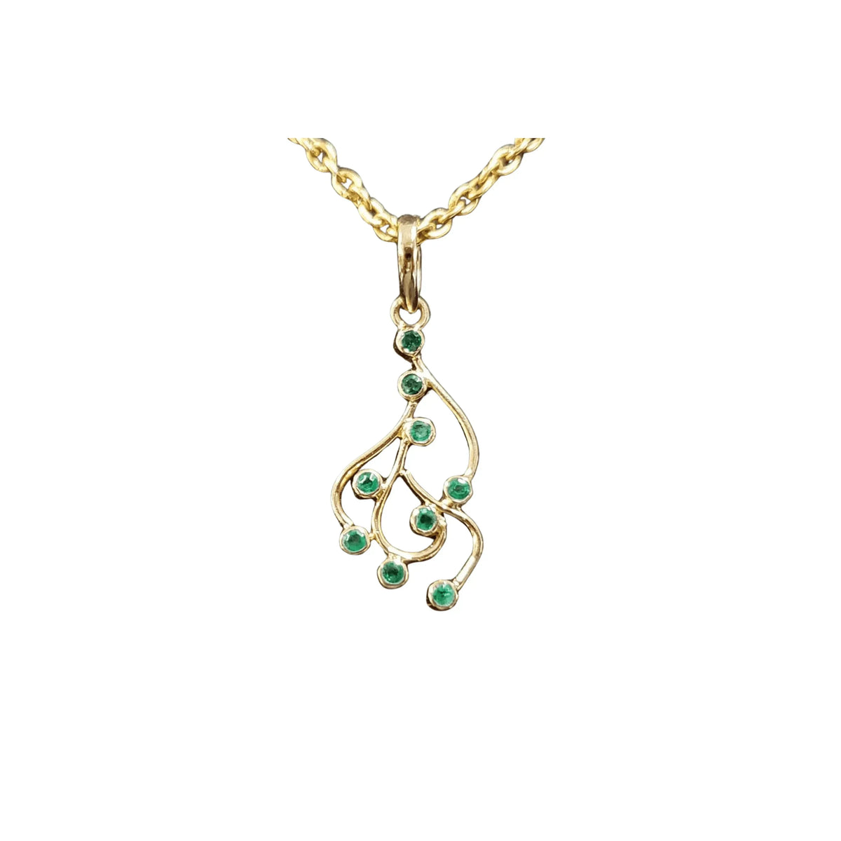 18k Gold Zambian Emerald Asymmetrical Pendant Beautiful Design - K Jewelry Accessories