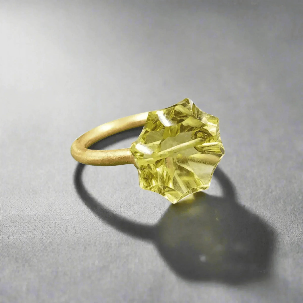 14k Gold Lemon Quartz Flower Gold Ring - K Jewelry Accessories