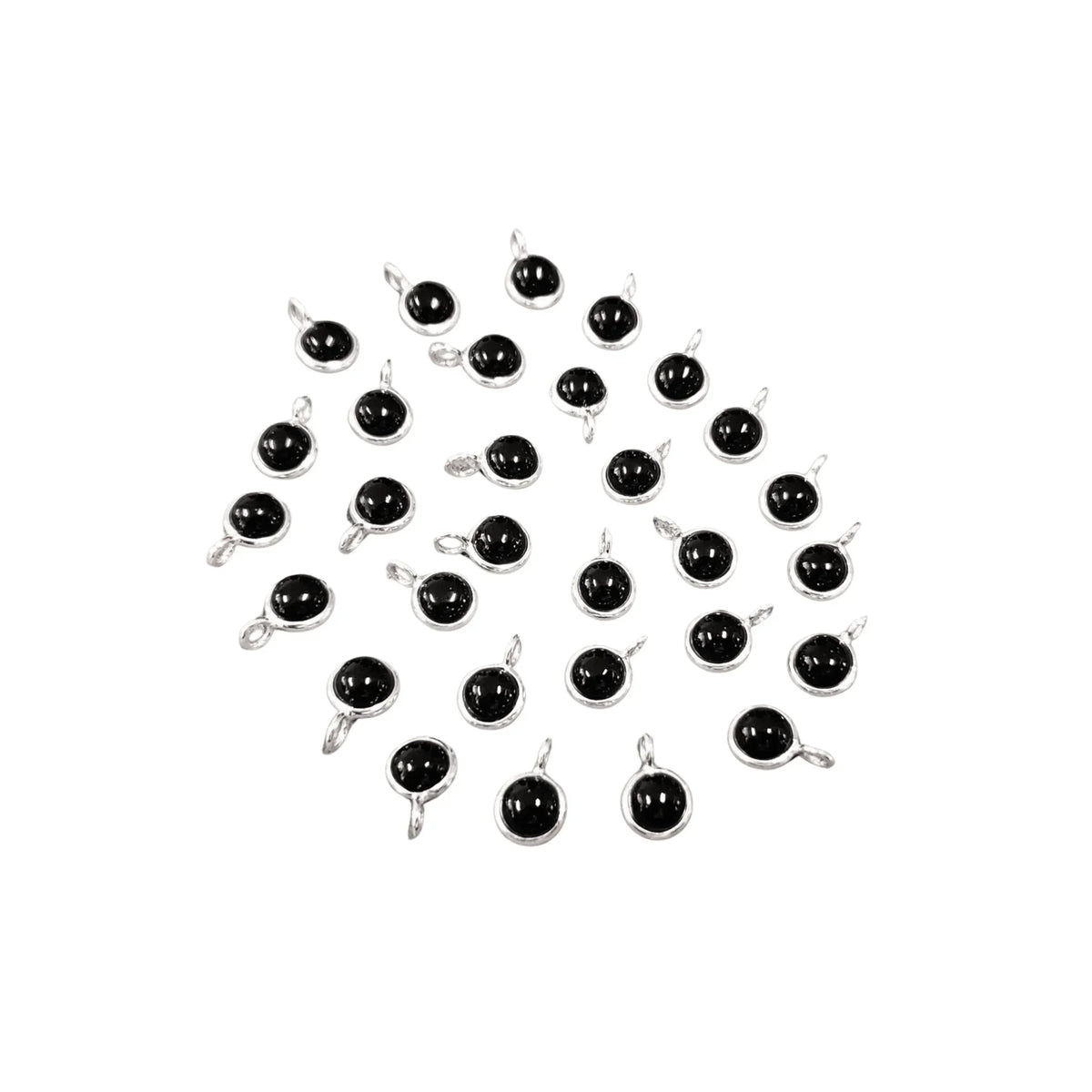 Dainty 925 Silver Natural Black Obsidian Charm - K Jewelry Accessories