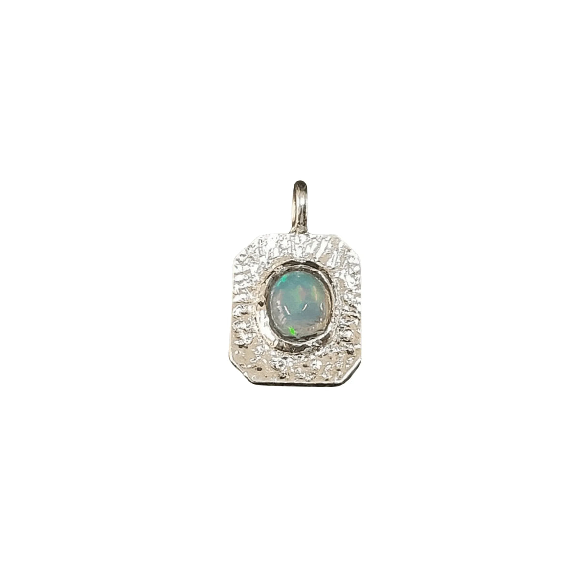 925 Silver Dainty Ethiopian Opal Octagon Charm Pendant - K Jewelry Accessories