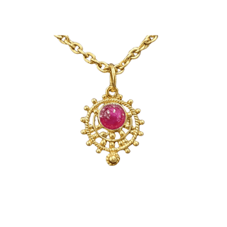 18k Gold Ruby Cabochon Pendant - K Jewelry Accessories