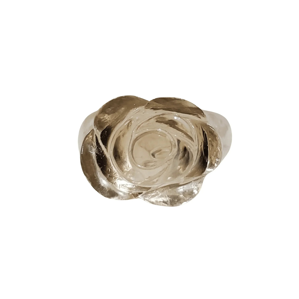Natural Flower Carving Smoky Quartz Ring - K Jewelry Accessories
