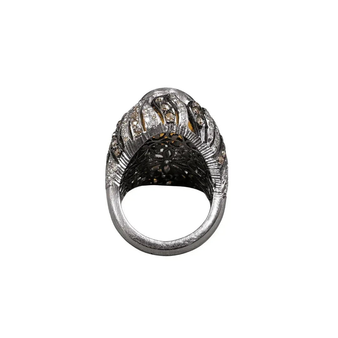 925 Silver Ethiopian Opal & Diamond Ring - K Jewelry Accessories