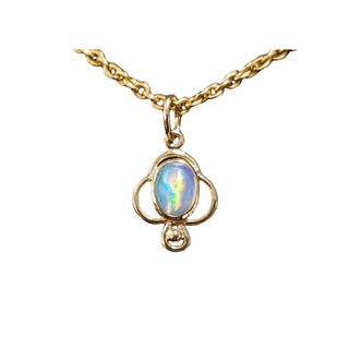 18k Gold Natural Ethiopian Opal Dainty Pendant - K Jewelry Accessories