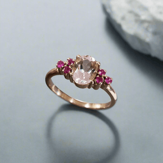 14k Gold Morganite & Ruby Ring - K Jewelry Accessories