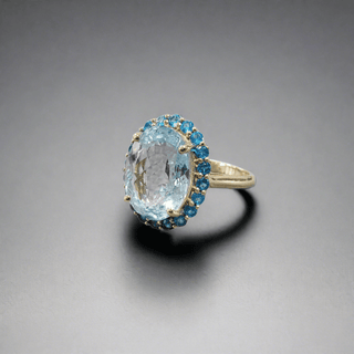 14k Gold Aquamarine & Apatite Ring - K Jewelry Accessories