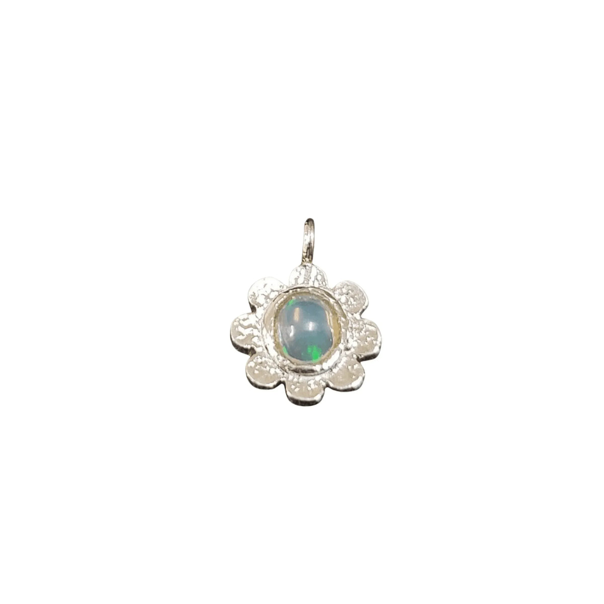 925 Silver Ethiopian Opal Floral Charm Silver Round stone - K Jewelry Accessories