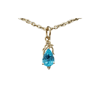 14k Gold Paraiba Apatite & Diamond Pendant - K Jewelry Accessories