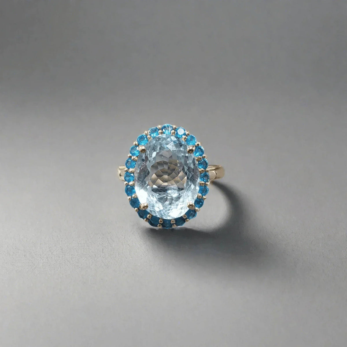 14k Gold Aquamarine & Apatite Ring - K Jewelry Accessories
