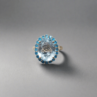 14k Gold Aquamarine & Apatite Ring - K Jewelry Accessories