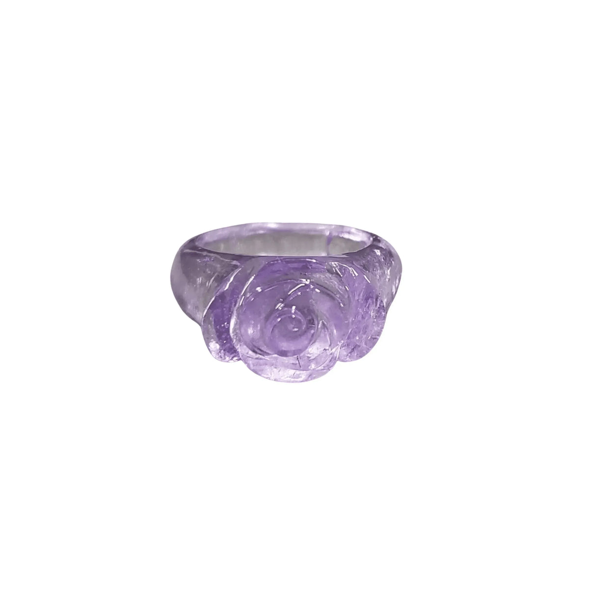 Floral Carving Natural Amethyst Ring - K Jewelry Accessories