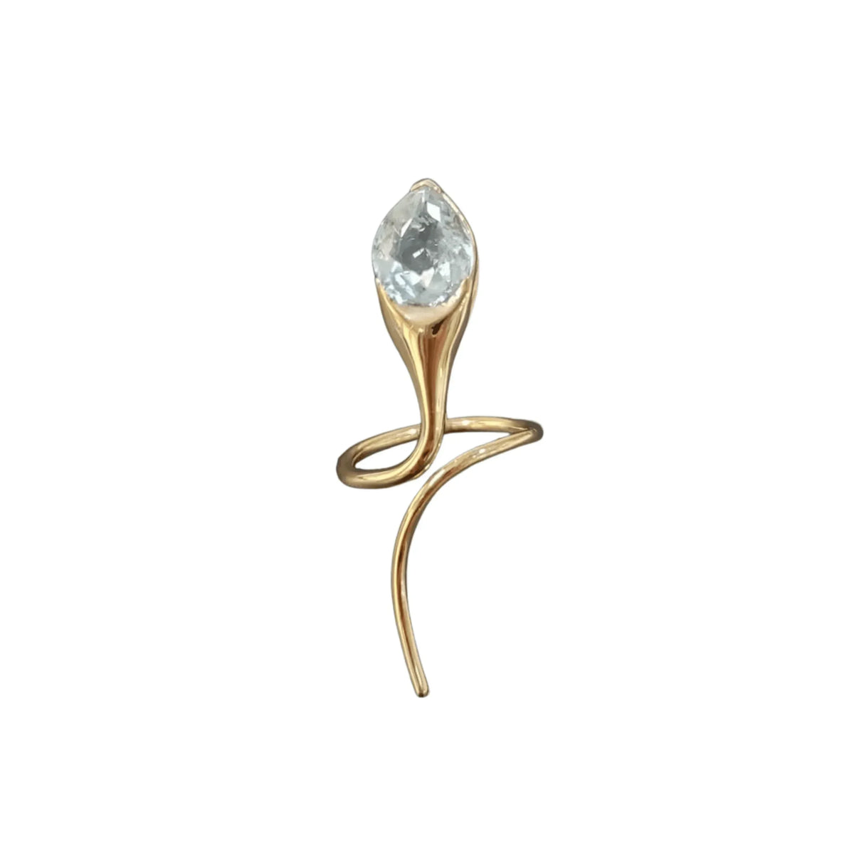 14k Gold Pear Shape Aquamarine Snake Ring - K Jewelry Accessories