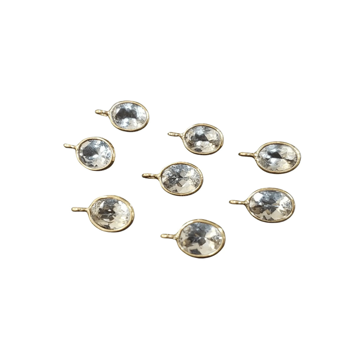 14k Gold Aquamarine Charm Faceted Oval Shape - K Jewelry Accessories