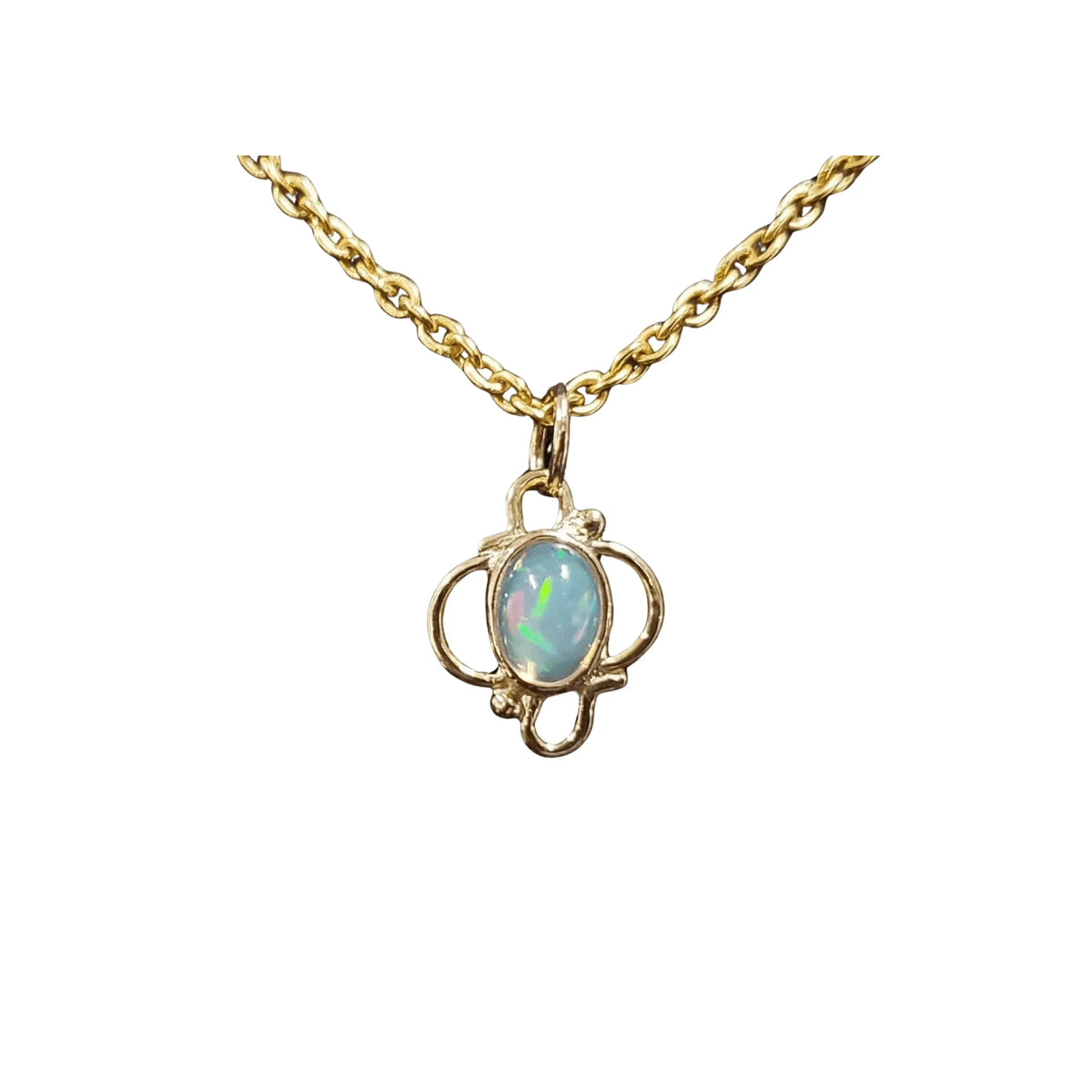 18k Gold Ethiopian Opal Minimalist Pendant Necklace - K Jewelry Accessories