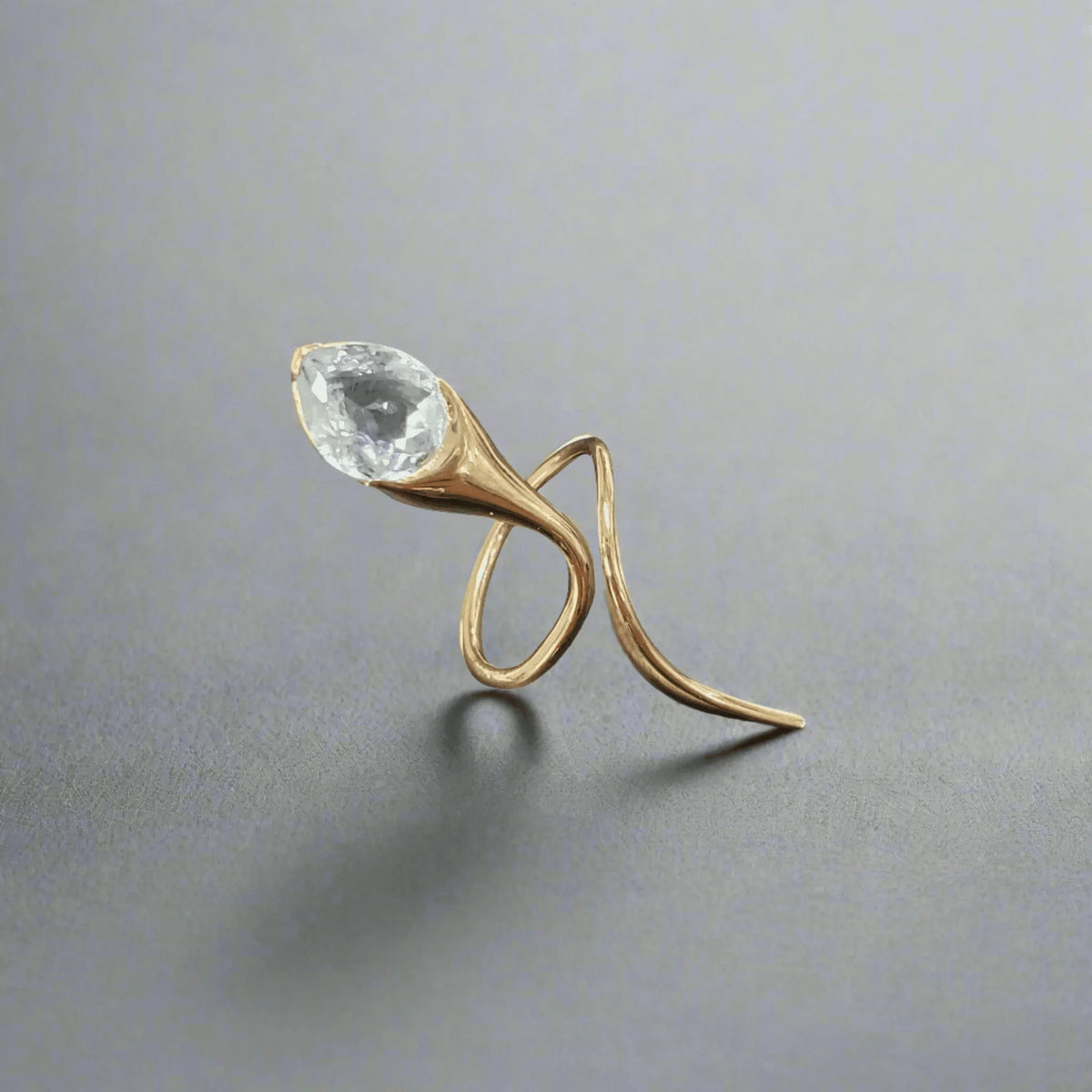 14k Gold Pear Shape Aquamarine Snake Ring - K Jewelry Accessories