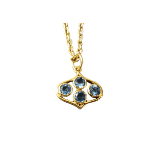 14k Gold Dainty Swiss Blue Topaz Pendant - K Jewelry Accessories