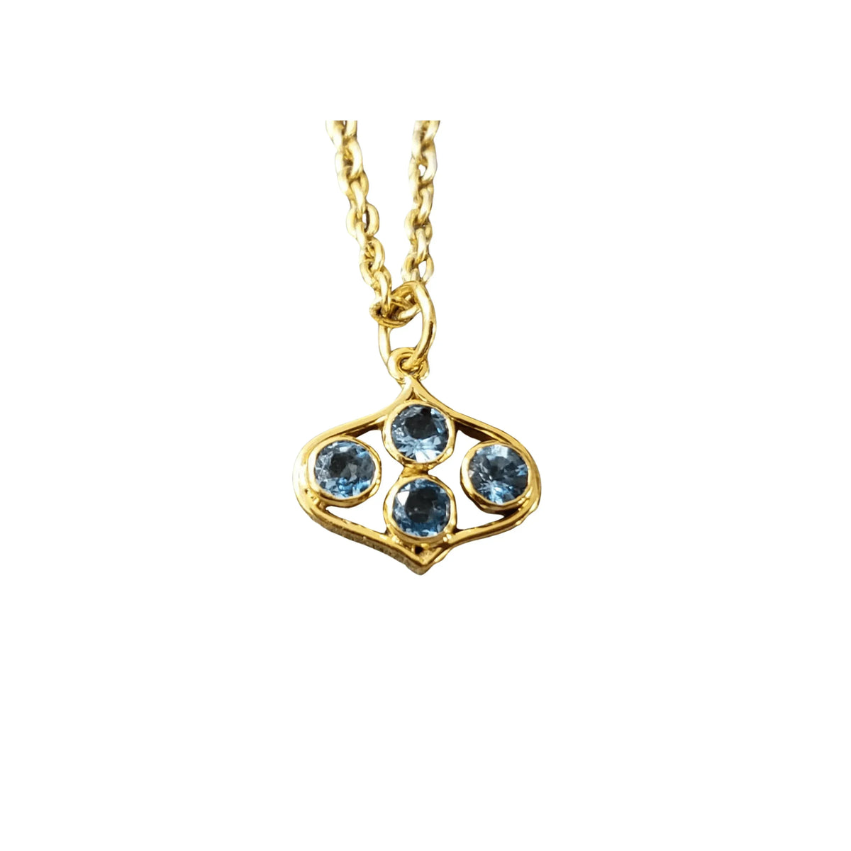 14k Gold Dainty Swiss Blue Topaz Pendant Minimalistic - K Jewelry Accessories