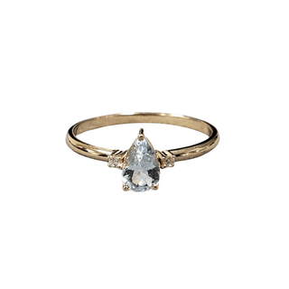 14k Gold Aquamarine and Diamond Ring - K Jewelry Accessories