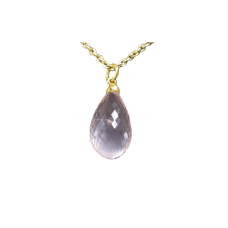 18k Gold Natural Rose Quartz Teardrop Pendant - K Jewelry Accessories