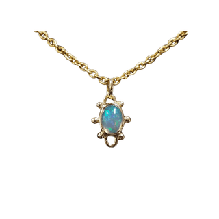 18k Gold Dainty Ethiopian Opal Pendant - K Jewelry Accessories