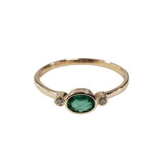 14k Gold Emerald with Diamond Ring - K Jewelry Accessories