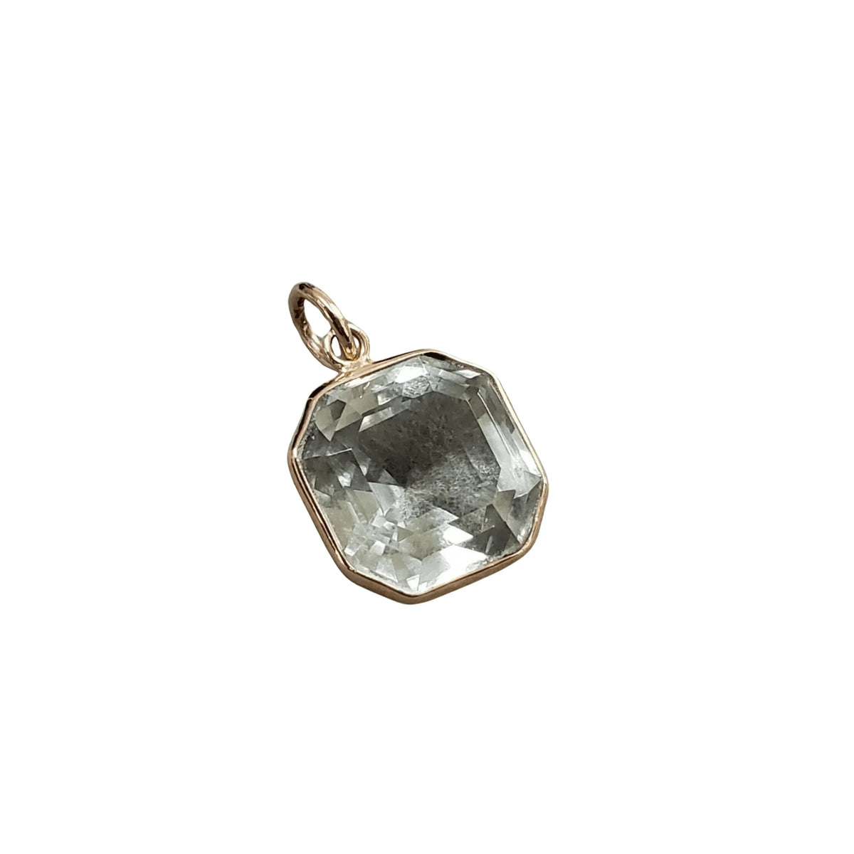 14k Gold Octagon Shape Green Amethyst Pendant - K Jewelry Accessories