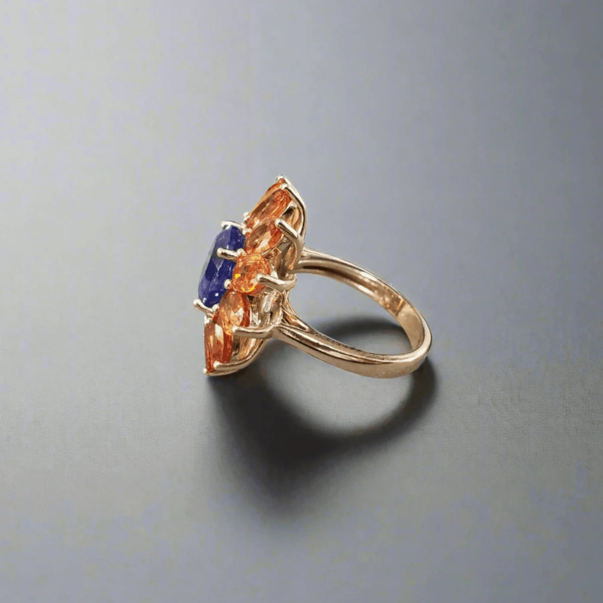 14k Gold Orange Sapphire & Tanzanite Ring - K Jewelry Accessories
