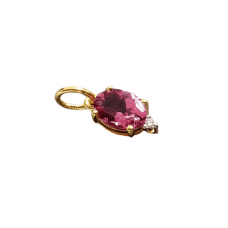 14k Gold Rubellite Tourmaline & Diamond Pendant - K Jewelry Accessories