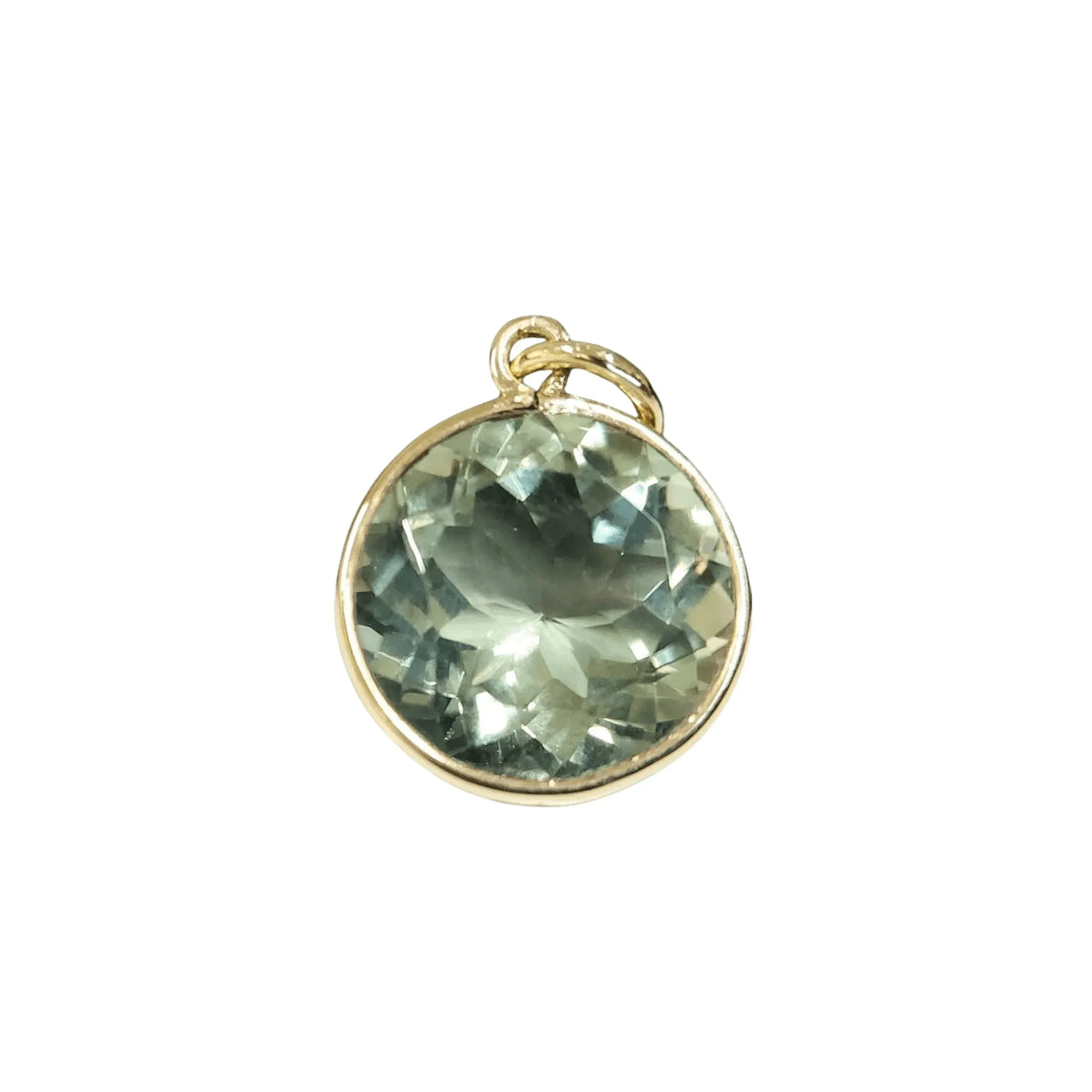 14k Gold Amethyst Pendant Green Round for women - K Jewelry Accessories