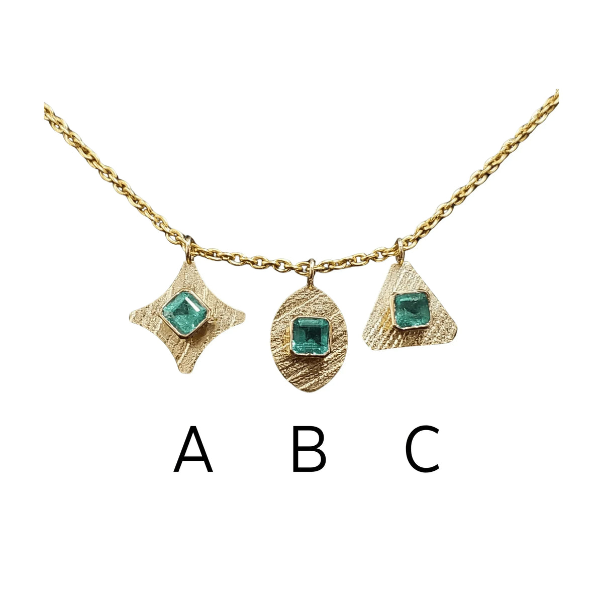 18k Gold Zambian Emerald Charm Pendant - K Jewelry Accessories
