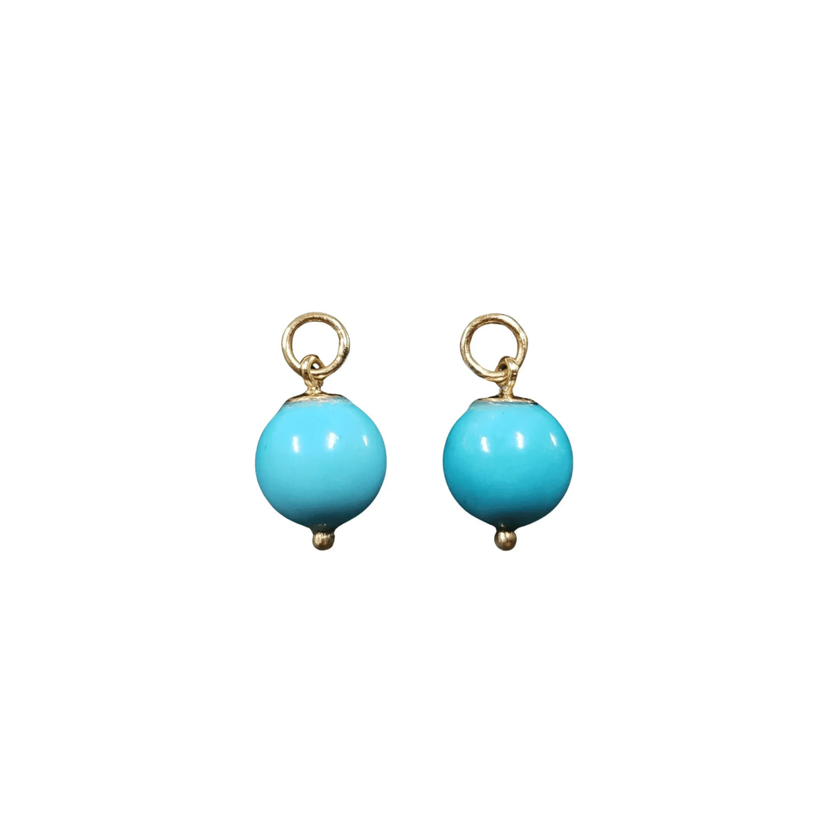 14k Gold Arizona Turquoise Ball Pendants Drilled Sold as pair (2 pcs) - K Jewelry Accessories