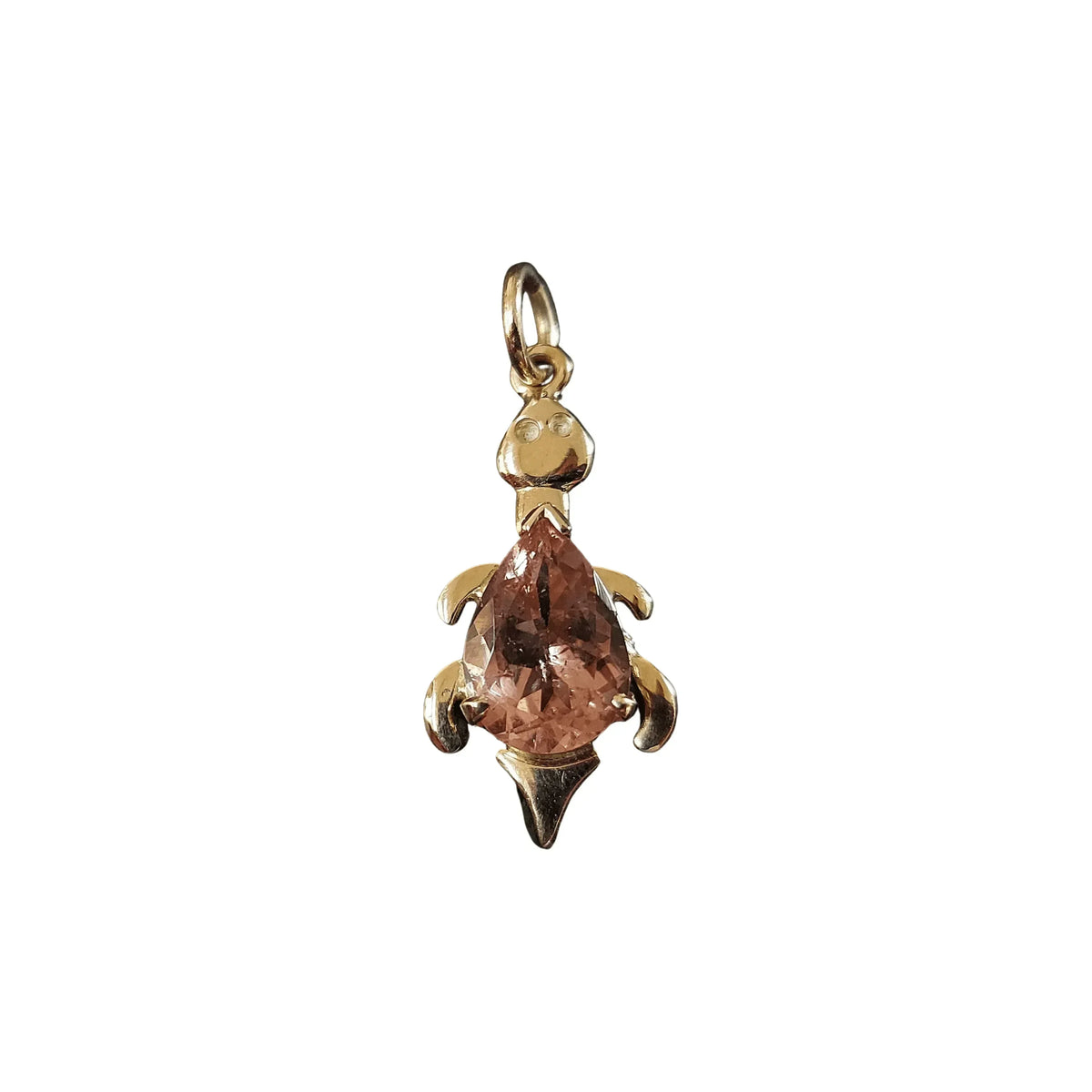 14k Gold Turtle Pink Tourmaline Gemstone Pendant - K Jewelry Accessories