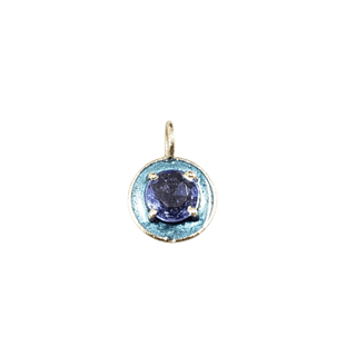 14k Gold Natural Blue Sapphire With Enamel Charm Pendant - K Jewelry Accessories