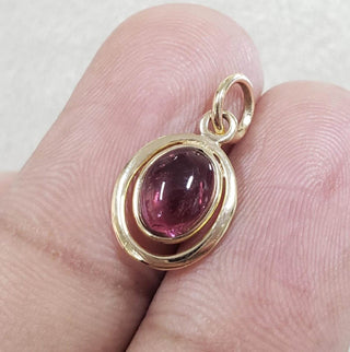 Cabochon Natural Pink Tourmaline 14k Gold Pendant - K Jewelry Accessories