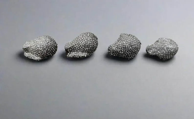 20 mm 925 Silver Nugget Pave Diamond Beads - K Jewelry Accessories