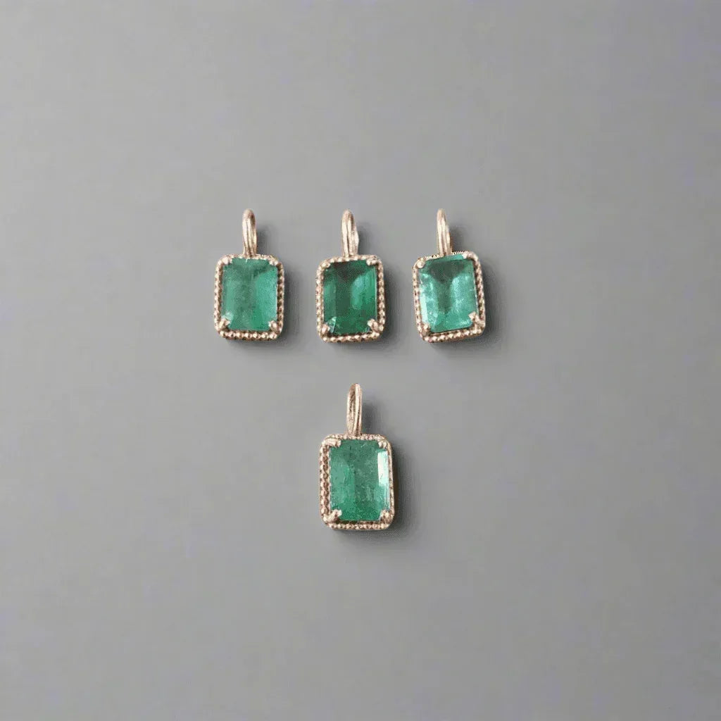 14k Rose Gold Zambian Emerald Charm For Women - K Jewelry Accessories
