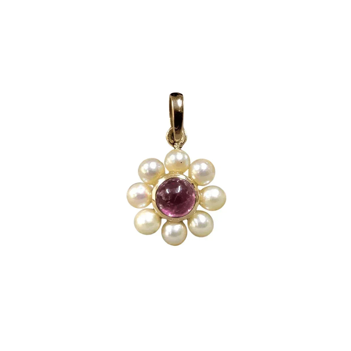 14k Pearl and Pink Tourmaline Gold Pendant - K Jewelry Accessories