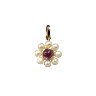 14k Gold Pearl and Pink Tourmaline Pendant - K Jewelry Accessories