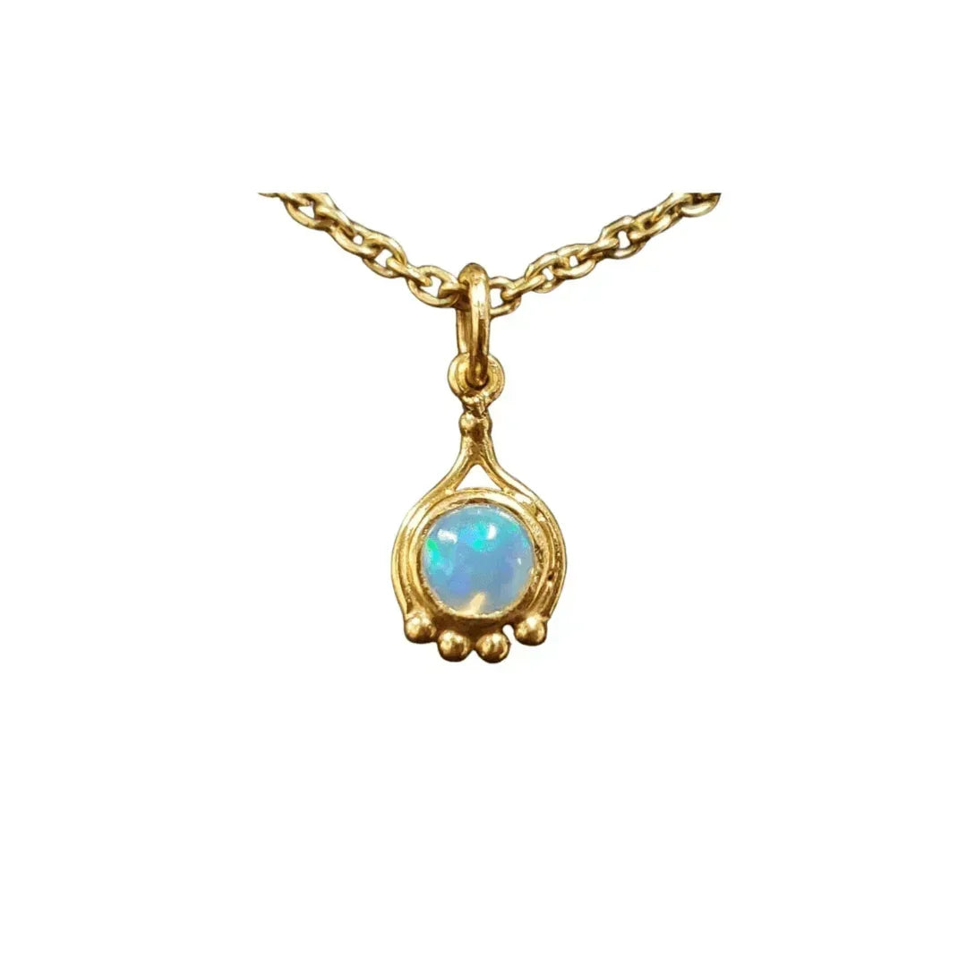 925 Ethiopian Opal Gold Vermeil Pendant Handmade jewelry - K Jewelry Accessories