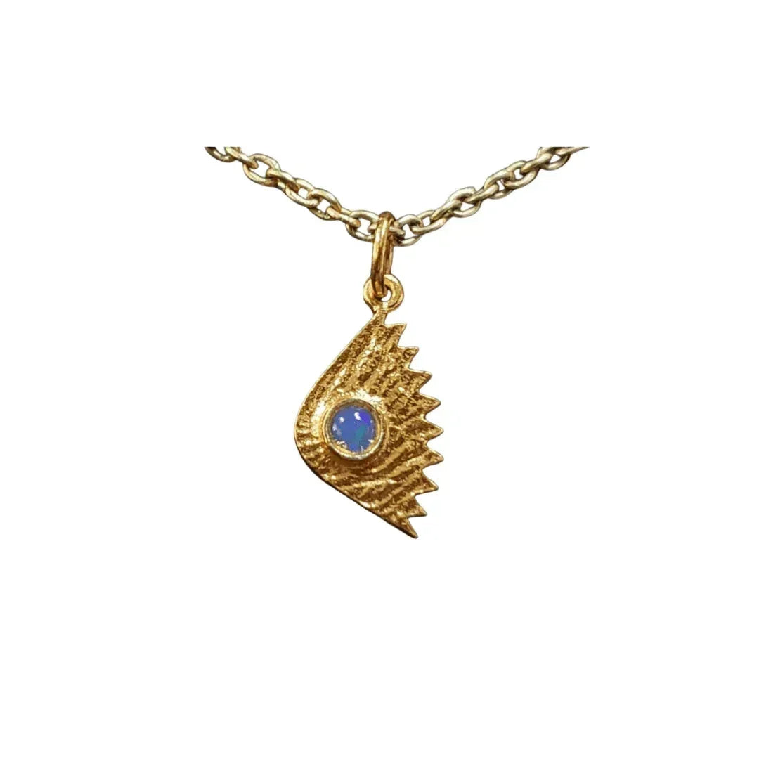 925 Gold Vermeil Ethiopian Opal Pendant Hammered Jewelry - K Jewelry Accessories