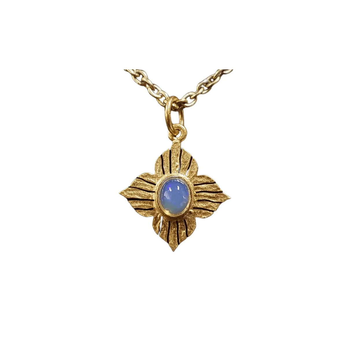 925 Gold Vermeil Ethiopian Opal Pendant - Floral Charm Jewelry - K Jewelry Accessories