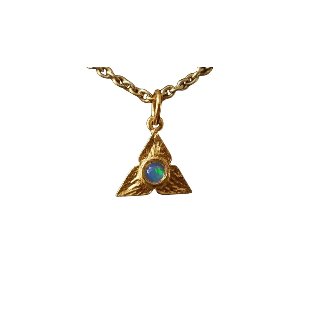 925 Gold Vermeil Multi Fire Ethiopian Opal Pendant Triangle - K Jewelry Accessories