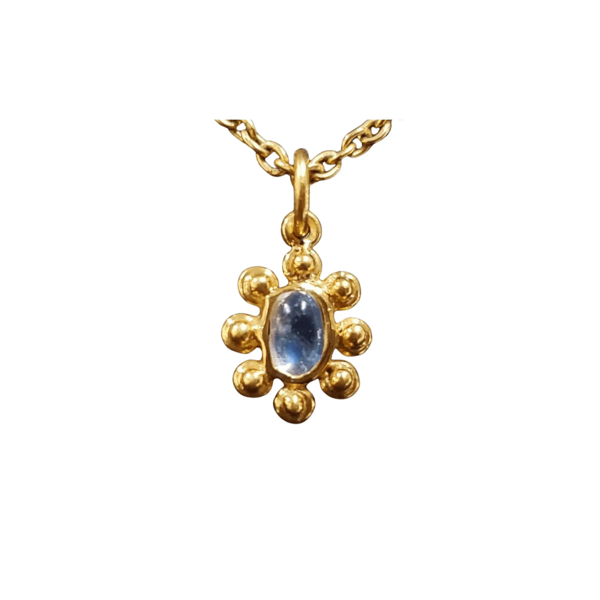 925 Gold Vermeil Rainbow Moonstone Pendant blue flash necklace - K Jewelry Accessories