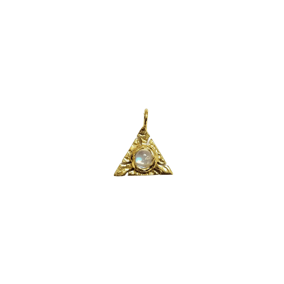 925 Gold Vermeil Rainbow Moonstone Charm Hammered triangle - K Jewelry Accessories