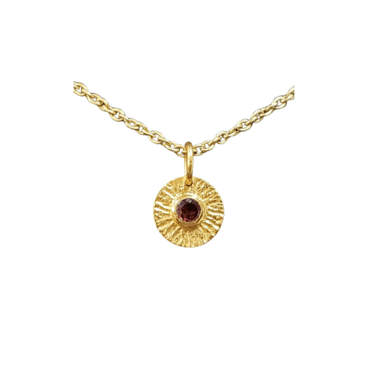 925 Gold Vermeil Red Garnet Pendant Round shape - K Jewelry Accessories