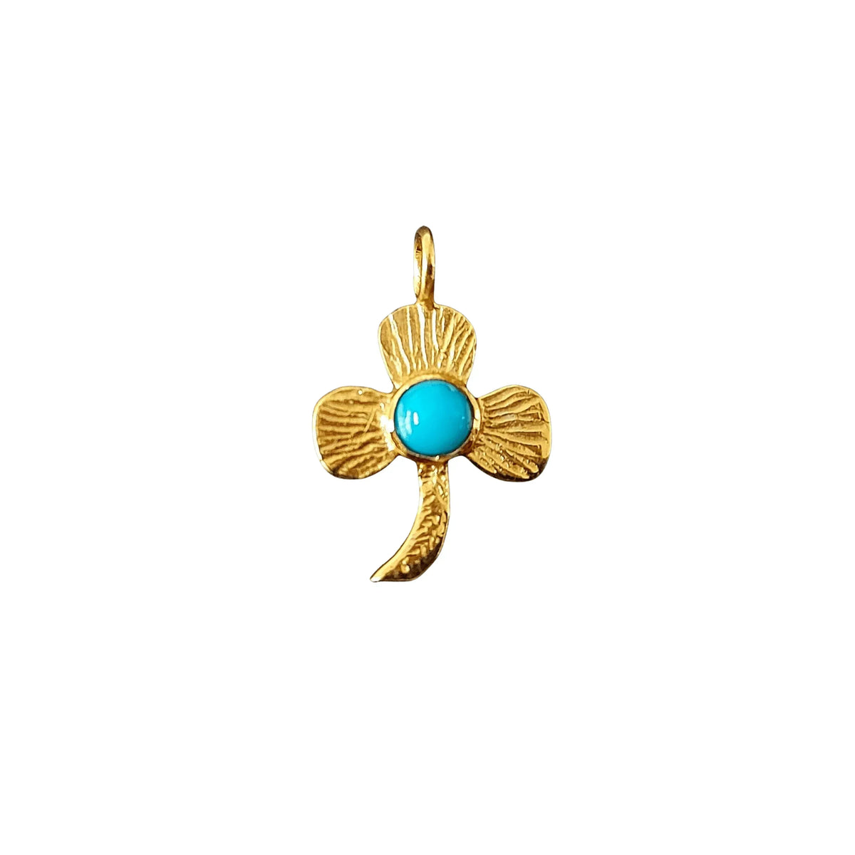 Gold Vermeil 3 Leaf Clover Turquoise Charm - K Jewelry Accessories