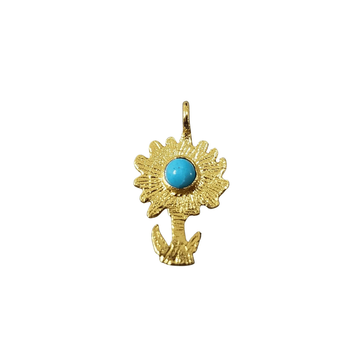 18k Gold Vermeil Turquoise Flower Charm - K Jewelry Accessories